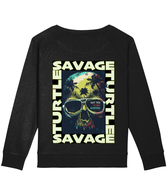 Ladies Sweater Black Say Yes Skull