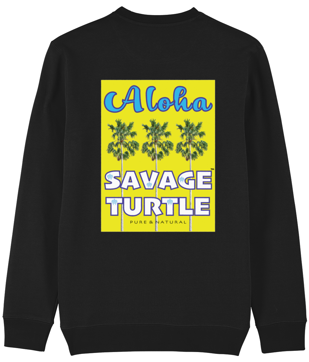 Premium Black Sweater Aloha Palms