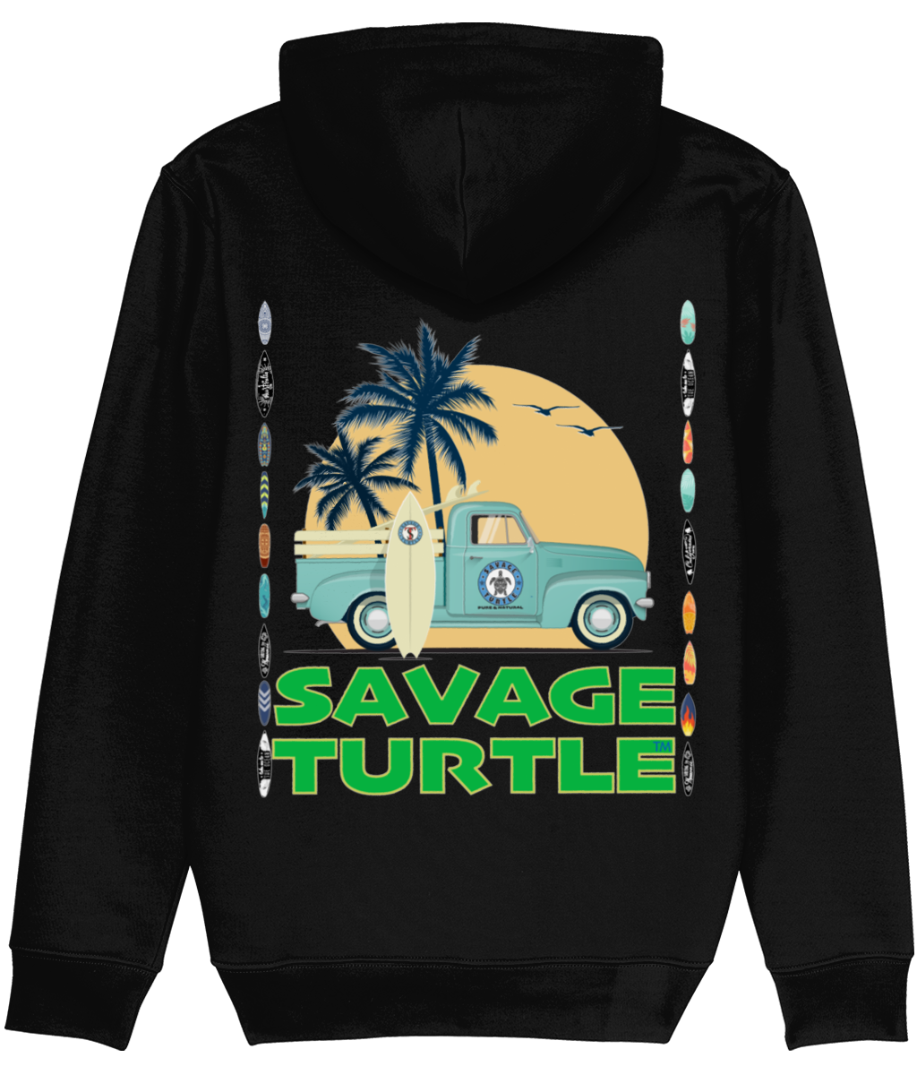 Hoodie Black Oversized Savage Turtle Surf Truck