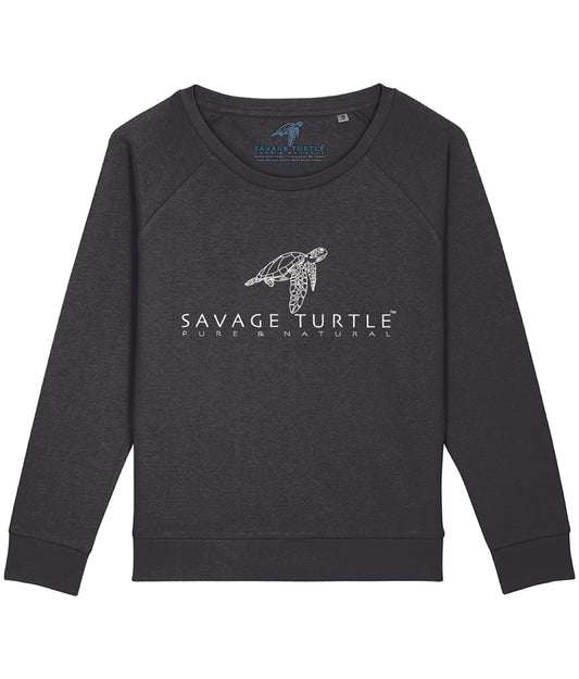 Ladies Sweater Black Savage Turtle Classic Logo