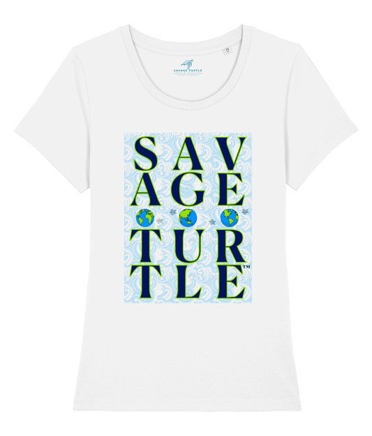 T-shirt White Ladies Savage Turtle WAVES