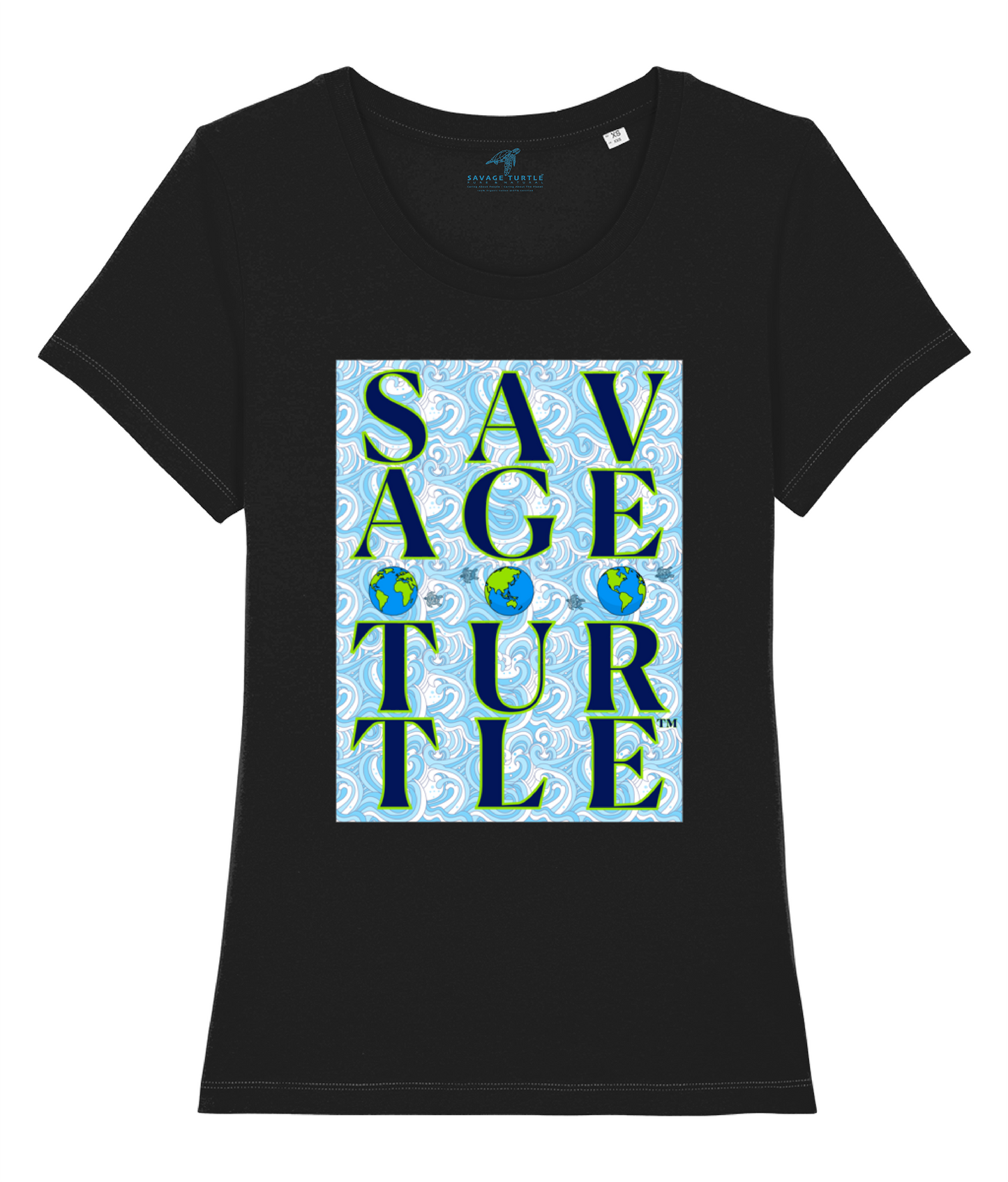 T-shirt Black Ladies Savage Turtle WAVES