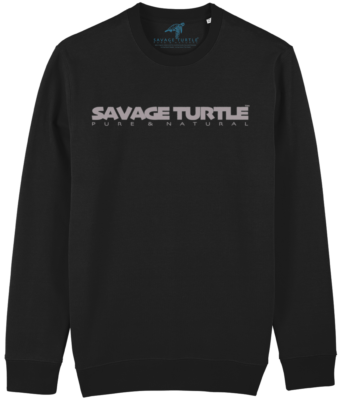 Sweater Premium Black Savage Turtle Text