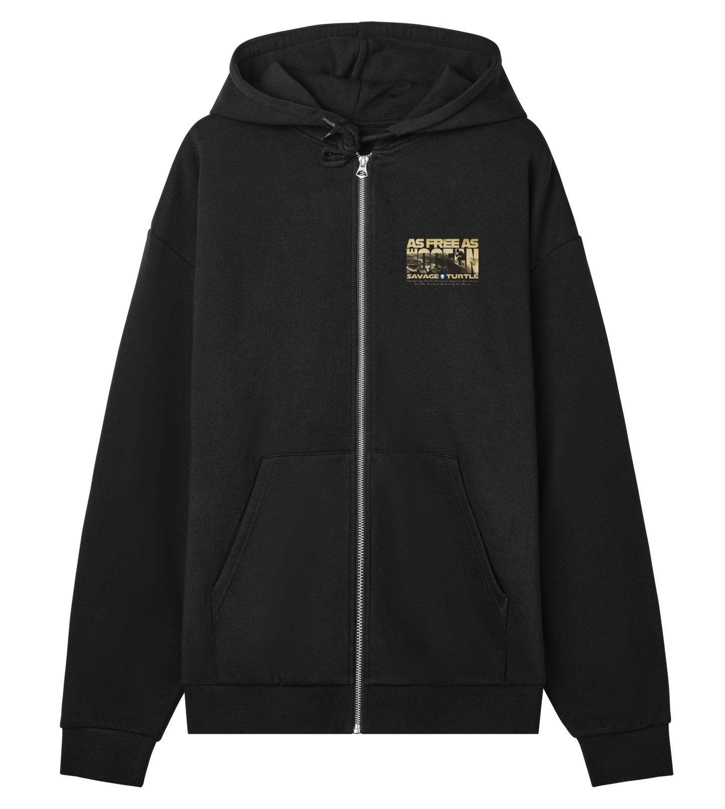 Black Zipper Hoodie As Free As The Ocean