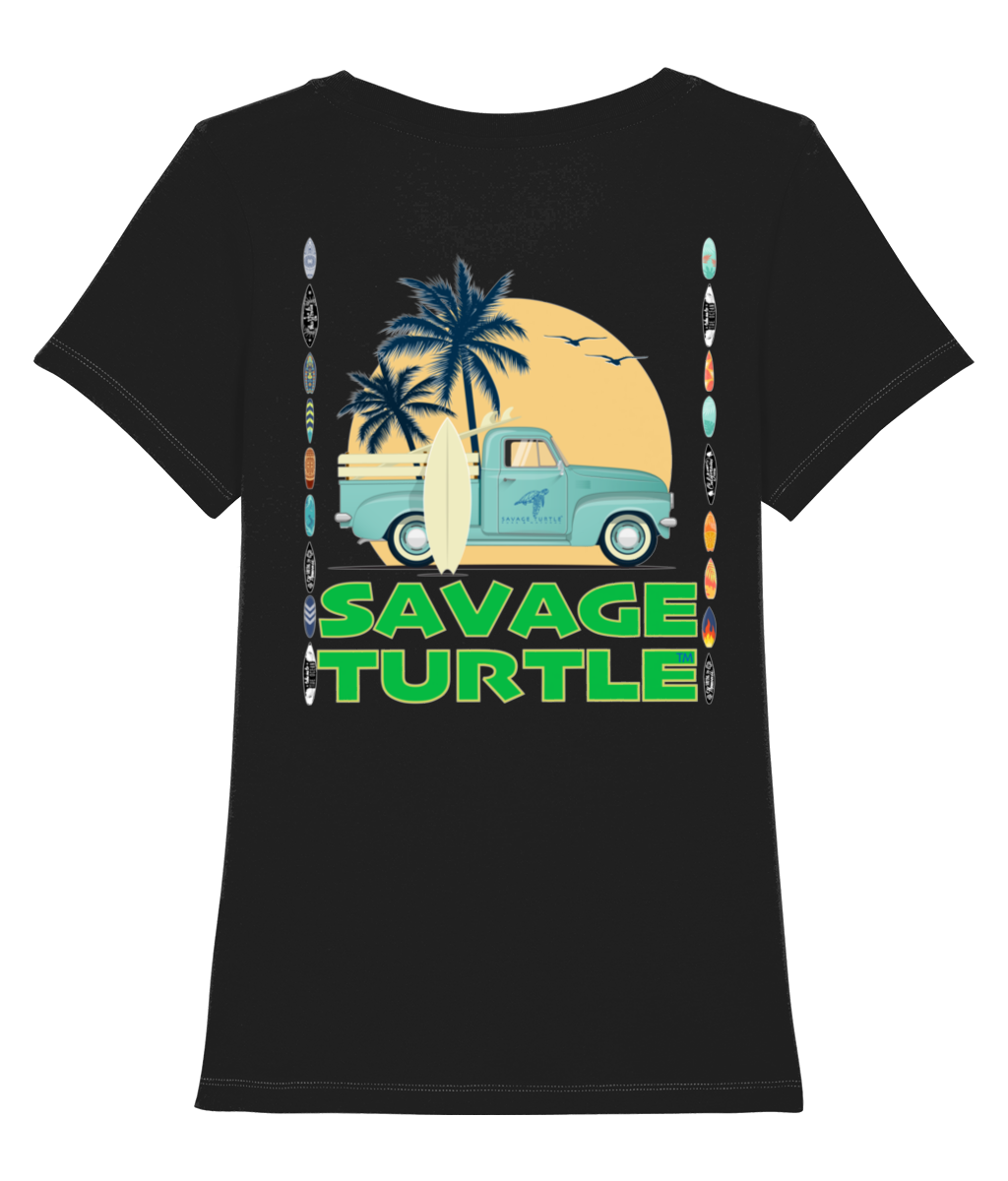 Black Ladies Savage Turtle Surf Pick Up Front & Back