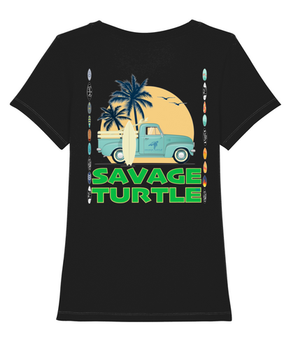 T-shirt Black Ladies Savage Turtle Surf Pick Up