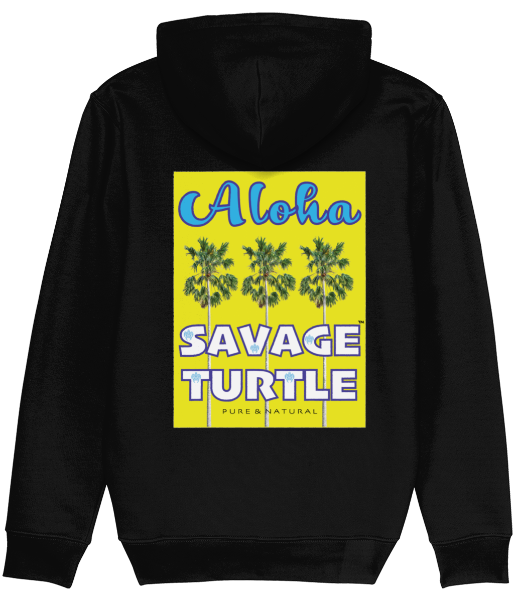 Hoodie Relaxed Fit Black Aloha Palms