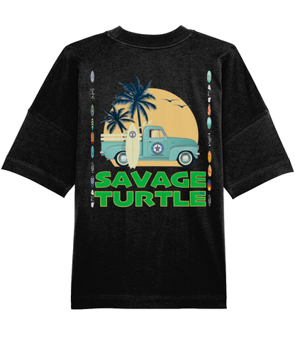 T-shirt Black Oversized Savage Turtle Surf Pick Up