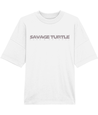 T-shirt White Oversized Savage Turtle Text