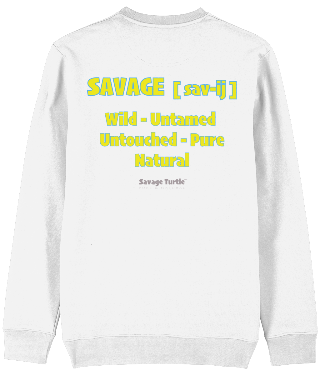 Sweater Premium White Savage Turtle Text