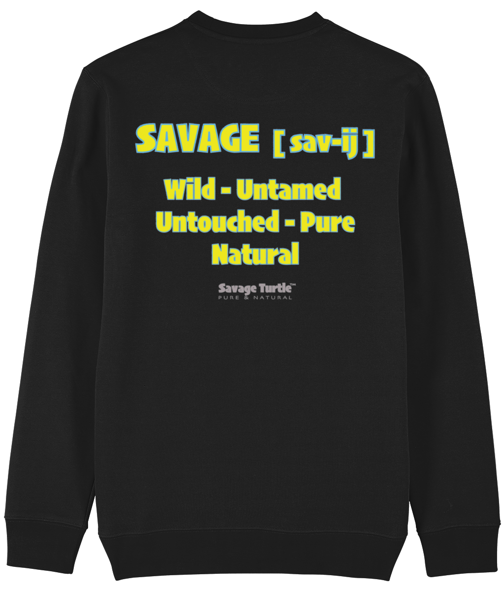 Sweater Premium Black Savage Turtle Text