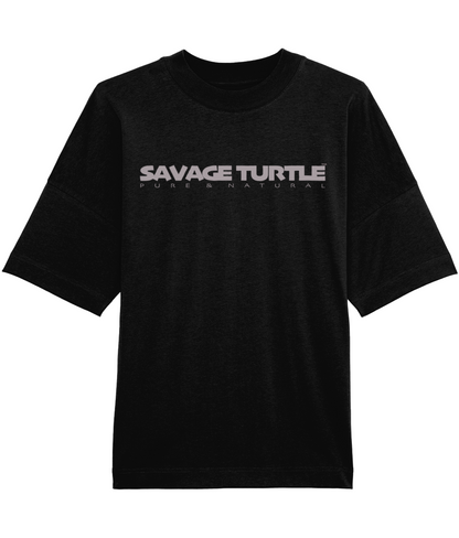 T-shirt Black Oversized Savage Turtle Text