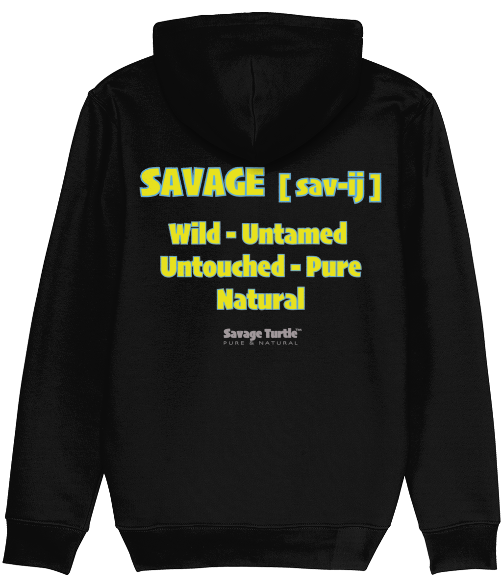 Hoodie Relaxed Fit Black Savage Turtle Text
